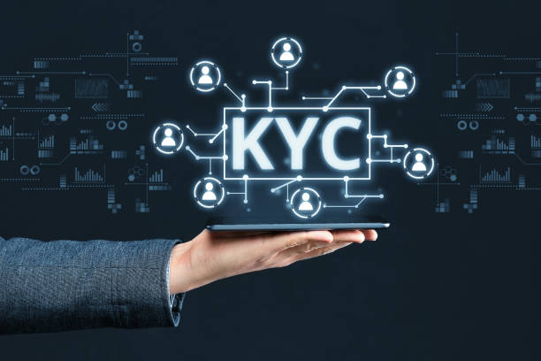 Abstract digital display with concept image KYC.